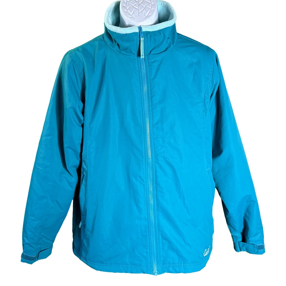 Cabela's Full Zip Jacket Womens XL Teal Fleece Lined Outdoor Hiking Coat